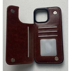 Brown Wallet Leather-like Case for iPhone 12 Snap Closure
